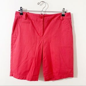 Talbots Petites Cotton Spandex Blend Bermuda Walking Shorts Pockets Dark Pink 🩷